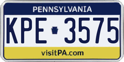 PA license plate KPE3575