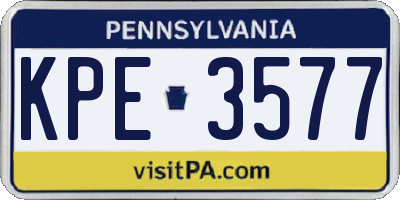 PA license plate KPE3577