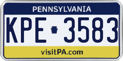 PA license plate KPE3583