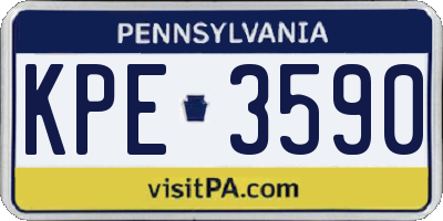 PA license plate KPE3590