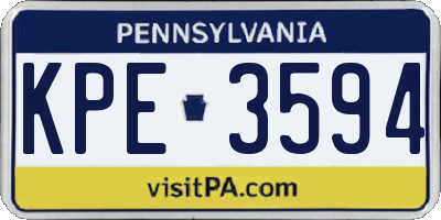 PA license plate KPE3594
