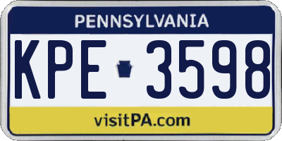 PA license plate KPE3598