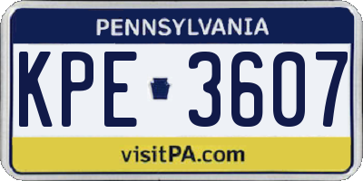 PA license plate KPE3607