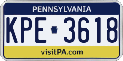 PA license plate KPE3618