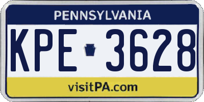 PA license plate KPE3628