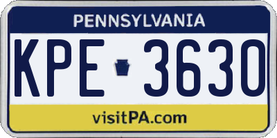 PA license plate KPE3630