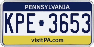 PA license plate KPE3653