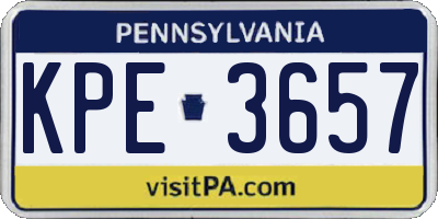PA license plate KPE3657