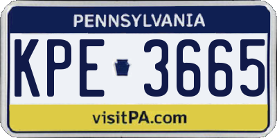 PA license plate KPE3665