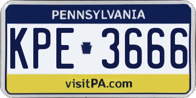 PA license plate KPE3666