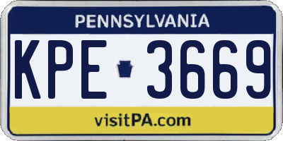 PA license plate KPE3669