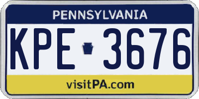 PA license plate KPE3676