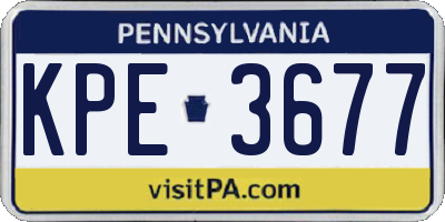 PA license plate KPE3677