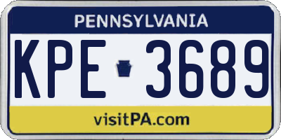 PA license plate KPE3689