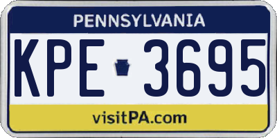 PA license plate KPE3695