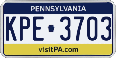 PA license plate KPE3703
