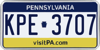 PA license plate KPE3707