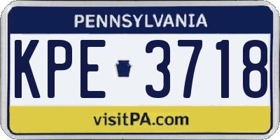 PA license plate KPE3718
