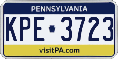 PA license plate KPE3723