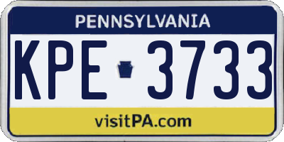 PA license plate KPE3733