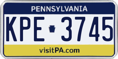PA license plate KPE3745