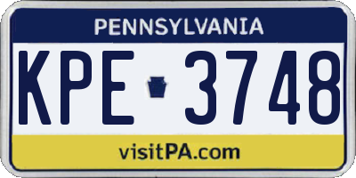 PA license plate KPE3748