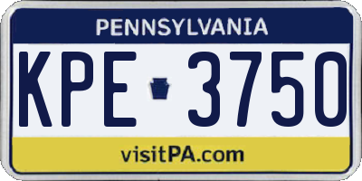 PA license plate KPE3750