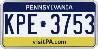PA license plate KPE3753