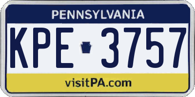 PA license plate KPE3757