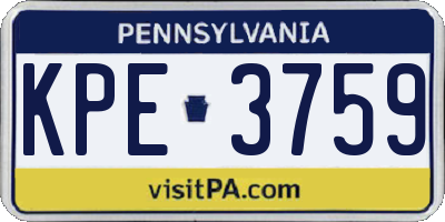 PA license plate KPE3759