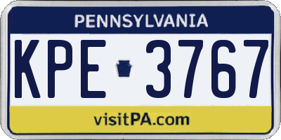 PA license plate KPE3767