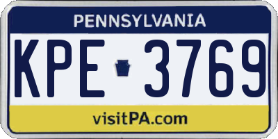 PA license plate KPE3769