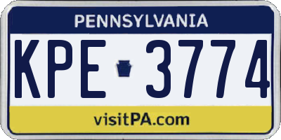 PA license plate KPE3774