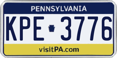 PA license plate KPE3776