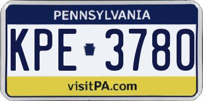PA license plate KPE3780