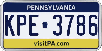 PA license plate KPE3786
