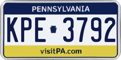 PA license plate KPE3792