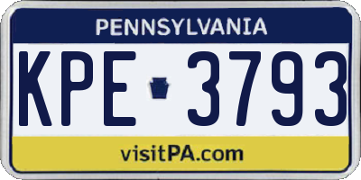 PA license plate KPE3793