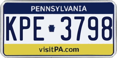 PA license plate KPE3798