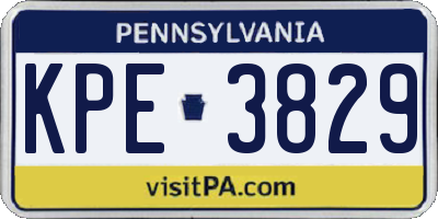 PA license plate KPE3829