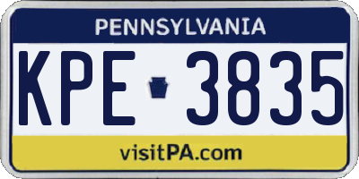 PA license plate KPE3835