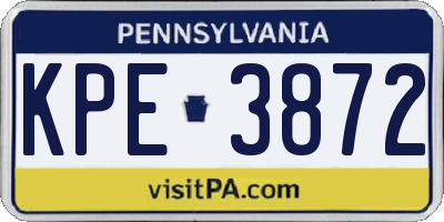 PA license plate KPE3872