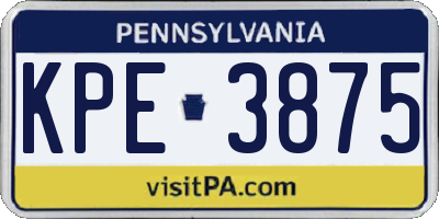 PA license plate KPE3875
