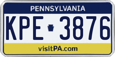 PA license plate KPE3876