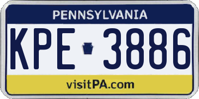 PA license plate KPE3886