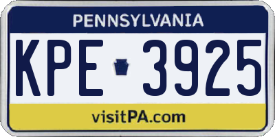 PA license plate KPE3925