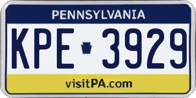 PA license plate KPE3929