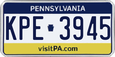 PA license plate KPE3945