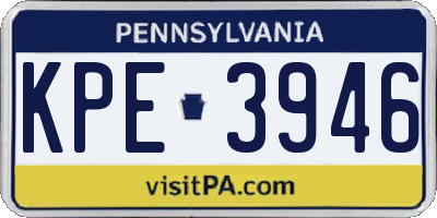 PA license plate KPE3946