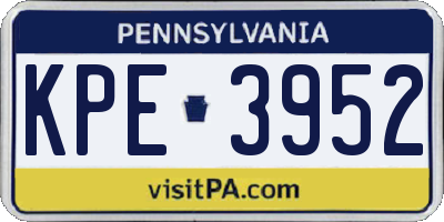 PA license plate KPE3952